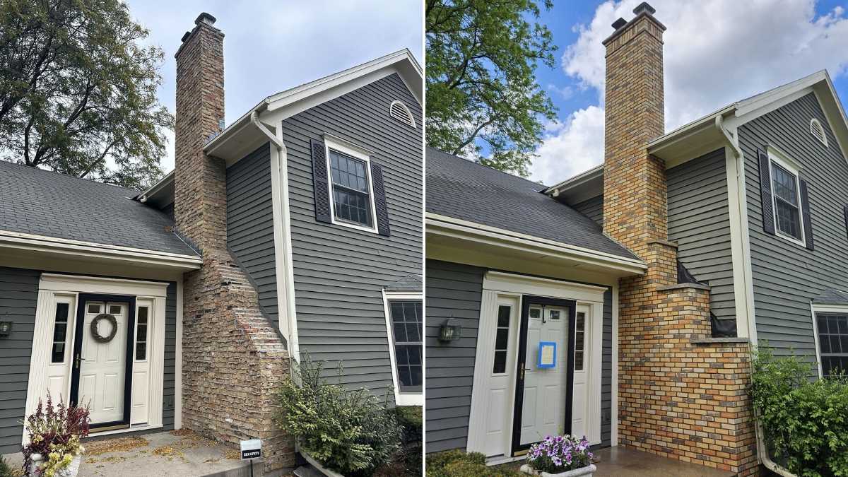 Chimney partial rebuild from roofline with new flashing