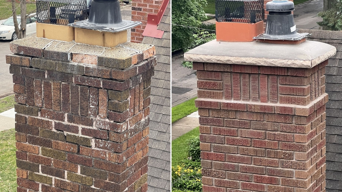 Chimney tuckpointing and brick replacement