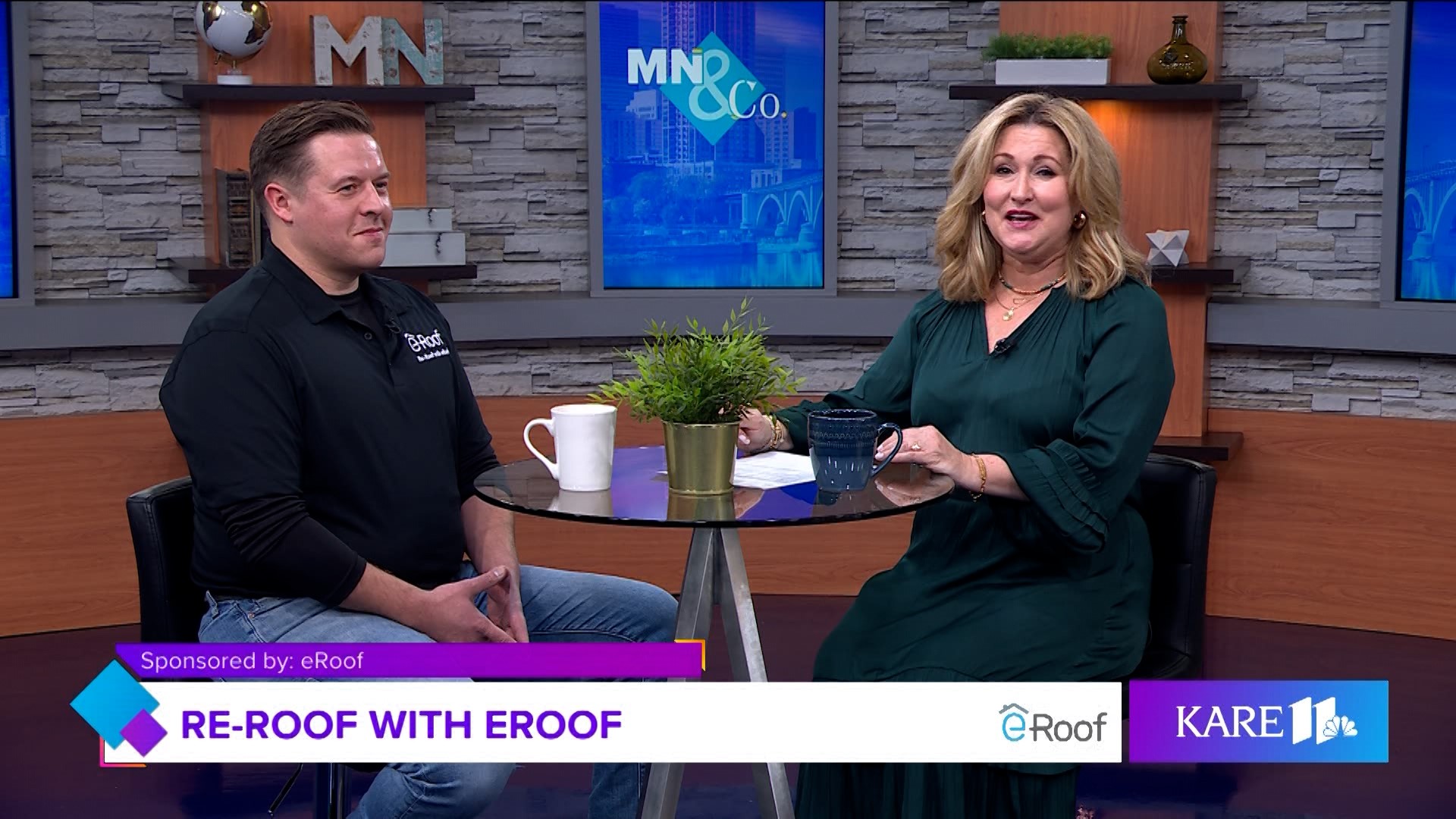 Screenshot from eRoof KARE 11 Minnesota & Company segment about elevating the roofing experience