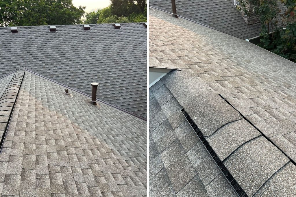 Close up of GAF Timberline HDZ shingles and ridge cap on Minnetonka roof