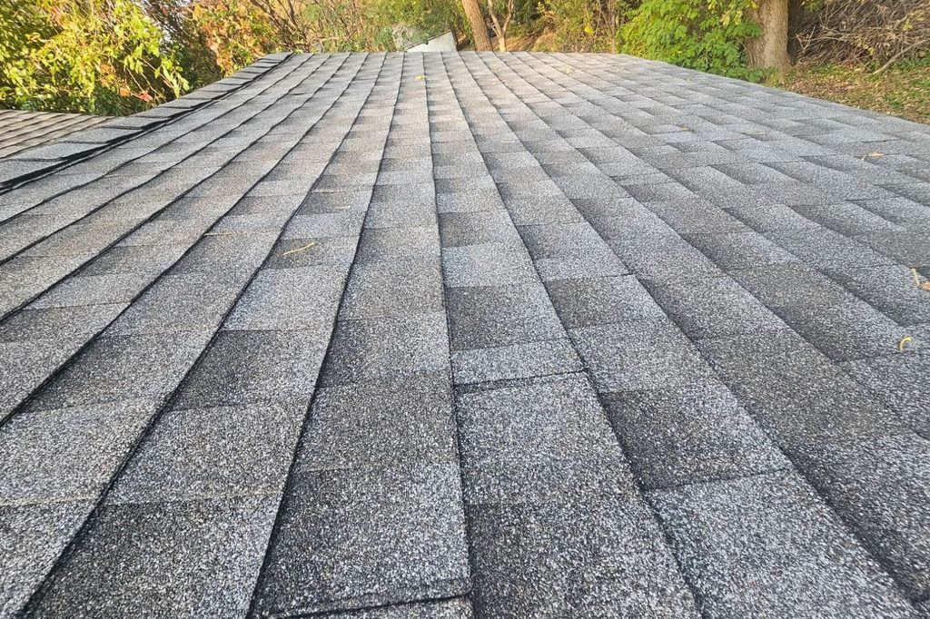 Close up of new GAF Timberline HDZ shingles on Minnetonka roof replacement