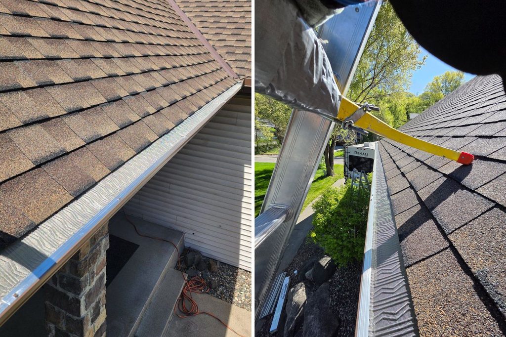 Close up of Leaf Blaster Pro gutter screens installed on St. Paul home